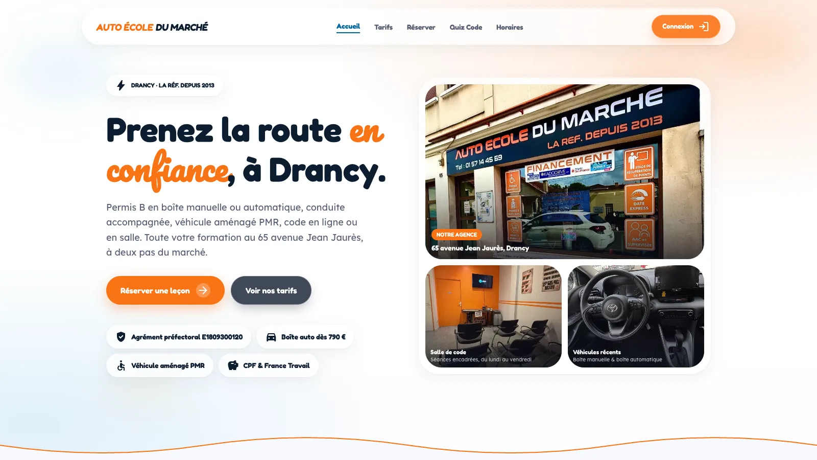 Site réalisé pour Auto École du Marché