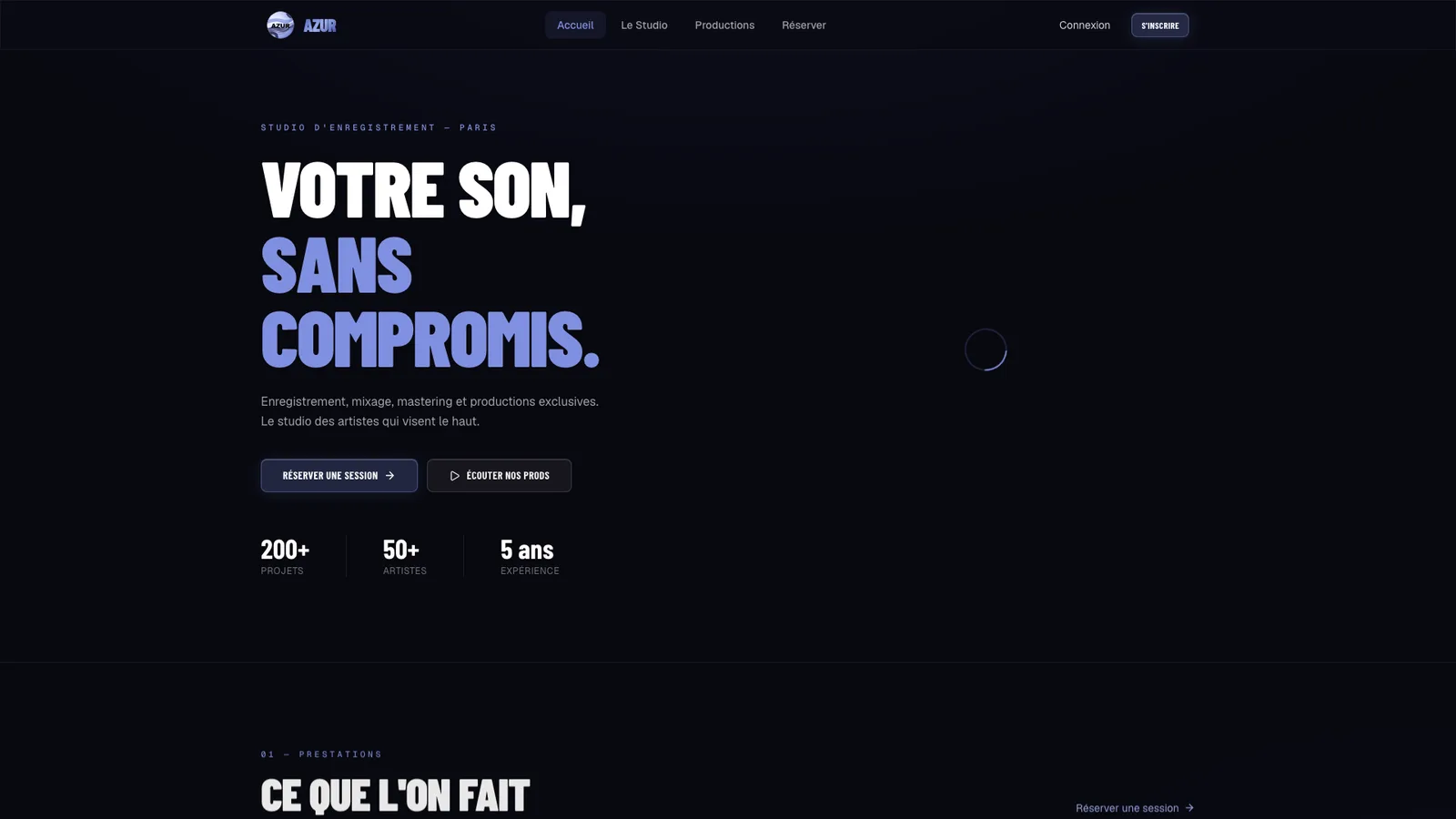 Site réalisé pour Azur Studio — Paris