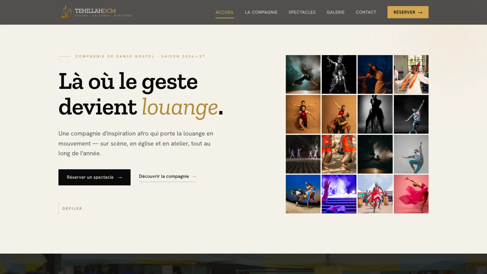 Site réalisé pour Tehillah — Compagnie de danse